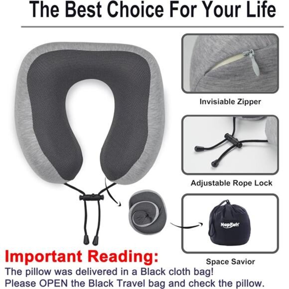 Neck Pillow for Traveling, Upgraded Travel Neck Pillow for Airplane - Picture 5 of 6